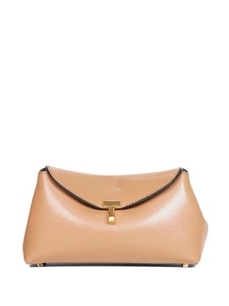 Toteme Leren clutch met omslag en T-slot - Bruin