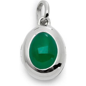 Monica Vinader Birthstone Locket Pendant in Sterling Silver /Green Onyx at Nordstrom