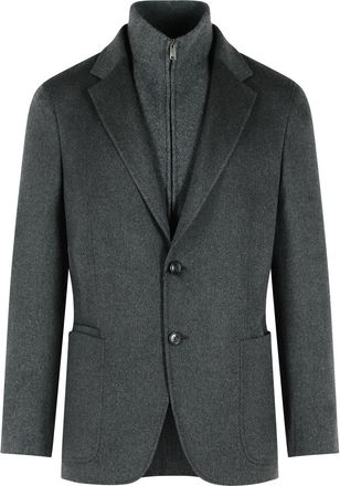 Ermenegildo Zegna Oasi Beaver Grey Cashmere Jacket with Removable Collar