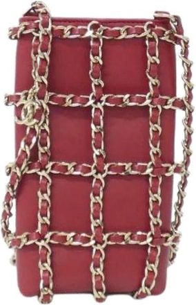 Chanel Pre-owned Lambskin Telefoonhoesje - Dames - Vintage Schoudertas - Rood - ONE Size - Leer - Vintage