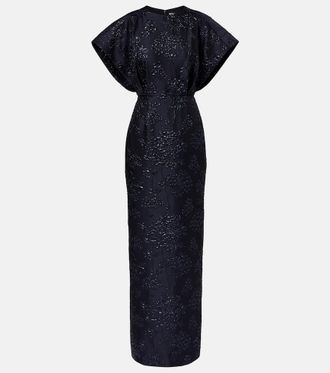 Carolina Herrera Fan floral jacquard gown