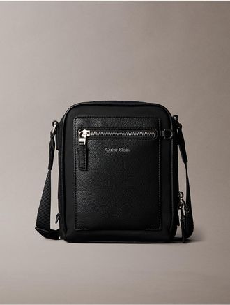 Calvin Klein Mens Hardware Logo Mixed Reporter Bag - Black