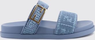 Fendi Sandali Feel in rafia con monogramma FF intarsiato e tacco basso