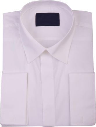 Generic Mens Ivory Cotton Dress Shirt Double Cuff Regular Collar Formal Evening (UK, Neck, 15.5, Regular, Regular, Ivory)