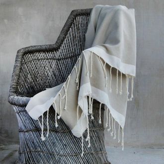 Febronie Manta plaid algod&oacute;n topo / crudo 130x170