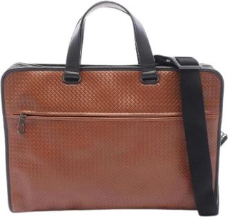 Bottega Veneta Pre-owned Intrecciato Leren 2-weg Aktetas - Heren - Vintage Handtas - Bruin - ONE Size - Leer - Vintage