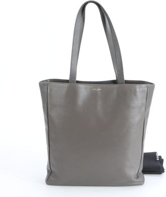 Saint Laurent Gray Leather Handbag Tote Bag (Pre-Owned)