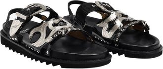 Toga Archives Womens Metal-Embellished Leather Sandals Black
