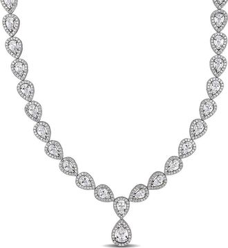 Amour 38 CT TGW Cubic Zirconia Teardrop Necklace In Sterling Silver
