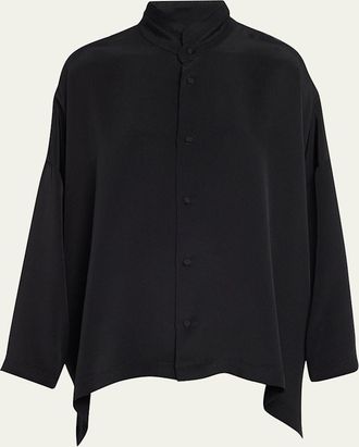 Eskandar Wide Longer Back Double Stand Collar Shirt (Mid Plus)