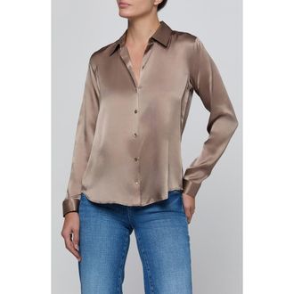 L'agence Tyler Silk Blouse in Light Cardamom at Nordstrom, Size Xx-Small