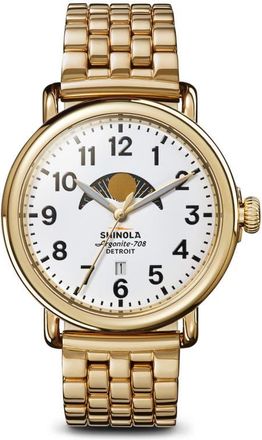 Shinola The Runwell Moon Phase Bracelet Watch, 41mm in White at Nordstrom