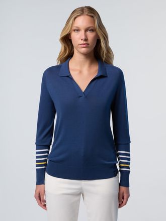 North Sails Womens Sweater V-neck aloe vera - Dark Blue Cotton - Size X-Large