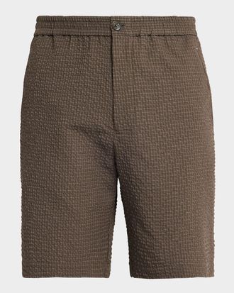 Emporio Armani Men & apos;s Geometric Textured Flat-Front Shorts