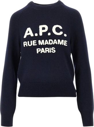 A.P.C. Maglione in lana con logo in spugna - - Knitwear - Donna - Blu - M