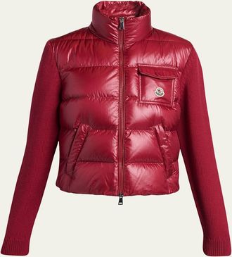 Moncler Padded Zip-Up Wool Cardigan