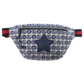Gucci Blue Navy Red Color Canvas Leather Fanny Pack Pouch (Pre-Owned)
