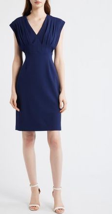 Anne Klein Pleated Bodice Sheath Dress in Deep Navy at Nordstrom, Size 10