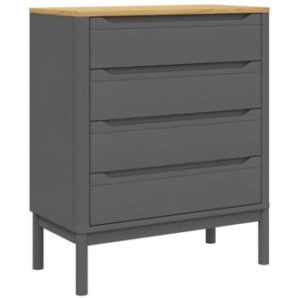 vidaXL C&oacute;moda Cajonera Floro Madera Maciza De Pino Gris Vidaxl