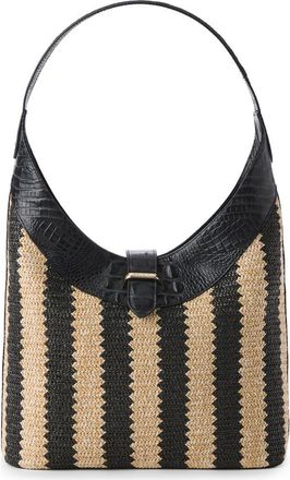 Brahmin Gwynne Croc Embossed Leather Shoulder Bag in Black at Nordstrom