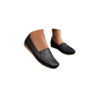 Generic Loafers Shoes for Women,Orthopedic Shoes for Women,Ladies Casual Slip On Leather Loafer Comfort Low Top Leather Lightweight Round Toe Business Work Lo