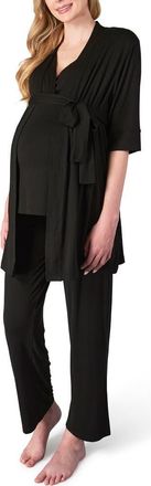 Everly Grey Analise During & After 3-Piece Maternity/Nursing Sleep Set in Black at Nordstrom, Size X-Small