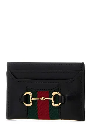 Gucci Womens Black Leather Card Holder Blackvrv Portafogli Wallet