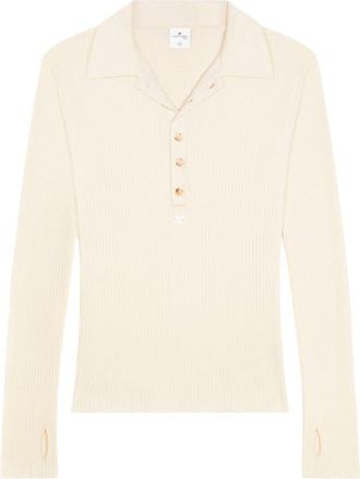 Courrèges cotton-wool blend polo shirt - men - Wool/Cotton - S - Neutrals