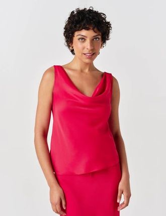 Ghost London Nyla Cowl Neck Satin Top in Red at Nordstrom, Size 10
