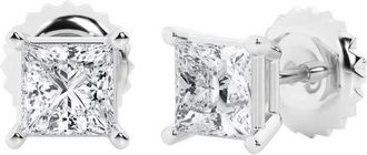 Grown Brilliance 14K White Gold IGI Certified 3 Carat Princess Cut Lab Grown Diamond Stud Earrings for Women, VS Clarity, E-F Color