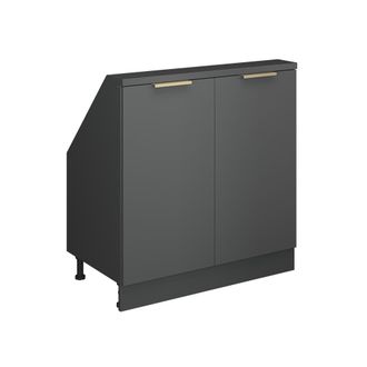 Vicco Armario De Cocina Para Techo Inclinado R-line, Antracita-oro, 80 Cm Con 2 Puertas, Vicco