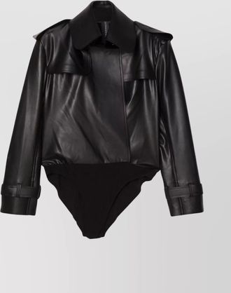 Norma Kamali trench bodysuit double breasted