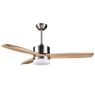 Wonderlamp Ventilador de techo plateado r&uacute;stico con luz led