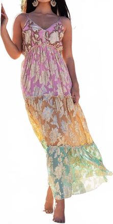 Ranee&rsquo;s Golden Mermaid Party Dress In Multi Pretty Pink, Yellow And Green Ombre