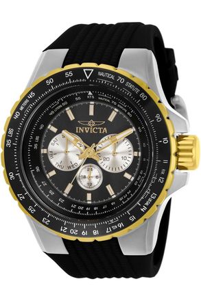 Invicta Aviator 33029 Heren Horloge - Quartz Uurwerk - Roestvrij Staal met zwarte Wijzerplaat - 50mm