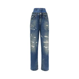 Dolce & Gabbana Straight Jeans, female, Blue, Size: XS Double Waisted Jeans