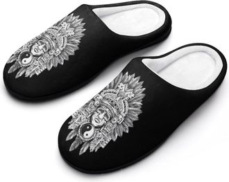 Generic Ancient Tribal Mask Yin And Yang Funny Mens Cotton Slippers Shoes Novelty Soft Non-Slip Sole Home Shoe