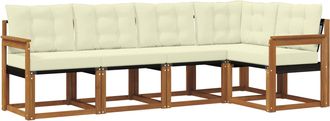 vidaXL Conjunto De Sof&aacute;s De Exterior 5 Uds. Natural Y Crema Vidaxl