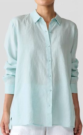 Eileen Fisher Womens Collar Shirt In Pool