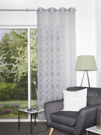 Home Wohnideen Vorhang »FAJOLLE« Ösen 1 Stk. tlg. Ösenschal Leinenoptik Scherlimusterung