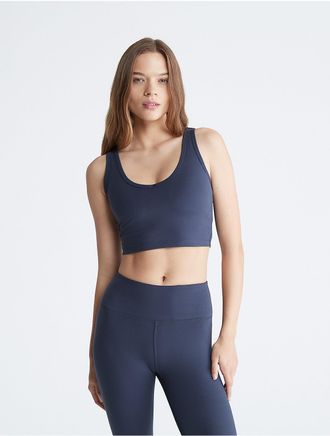 Calvin Klein Womens Performance Embrace Low Impact V-Neck Strappy Sports Bra - Blue - XL
