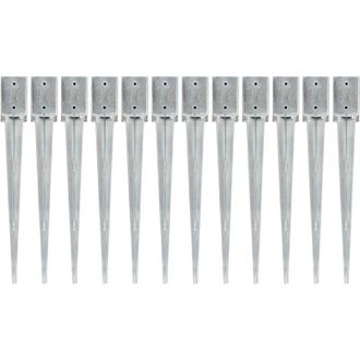 vidaXL Picchetti di Terra 12 pz Argento 9x9x75 cm in Acciaio Zincato - Vidaxl