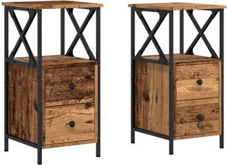 vidaXL Mesitas de noche 2 ud madera ingeniería envejecida 34x35,5x70cm vidaXL