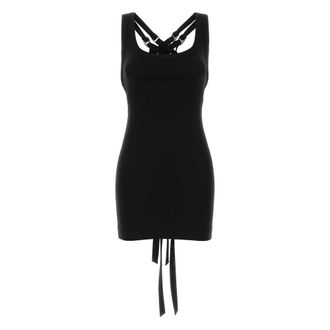 The Attico Short Dresses, female, Black, Size: M Crossover-strap Jersey Mini Dress