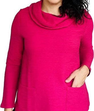 Habitat Ripple Effect Pocket Cowl Top In Merlot