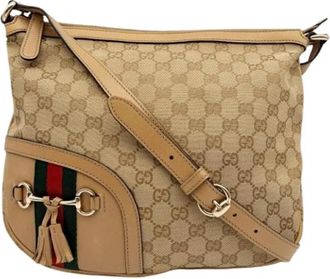 Gucci Pre-owned Shoulder Bag - Dames - Vintage Schoudertas - Beige - ONE Size - Leer - Vintage