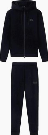 Emporio Armani Mens Ventus7 Cotton Zip Hooded Black Tracksuit - Size: 42