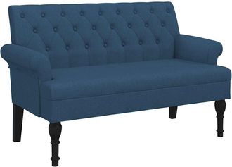 vidaXL Banco Con Respaldo Tela Azul 120x62x75,5 Cm Vidaxl