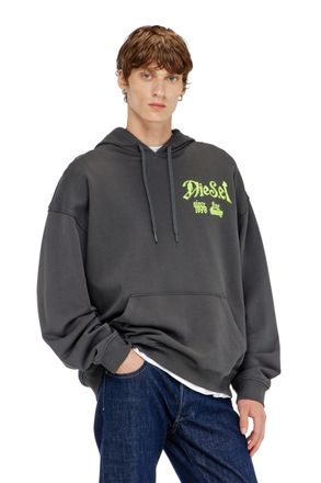 Diesel Cotton hoodie with flocked graphics - Sweaters - Man - Grey