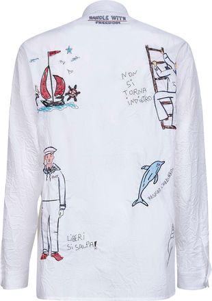 Holy Caftan Mens Shirt Poplin Embroidered White Cotton